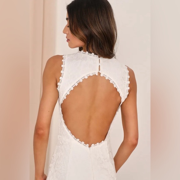 Lulus Your One and Only White Lace Backless Mermaid Maxi Dress - Picture 3 of 7